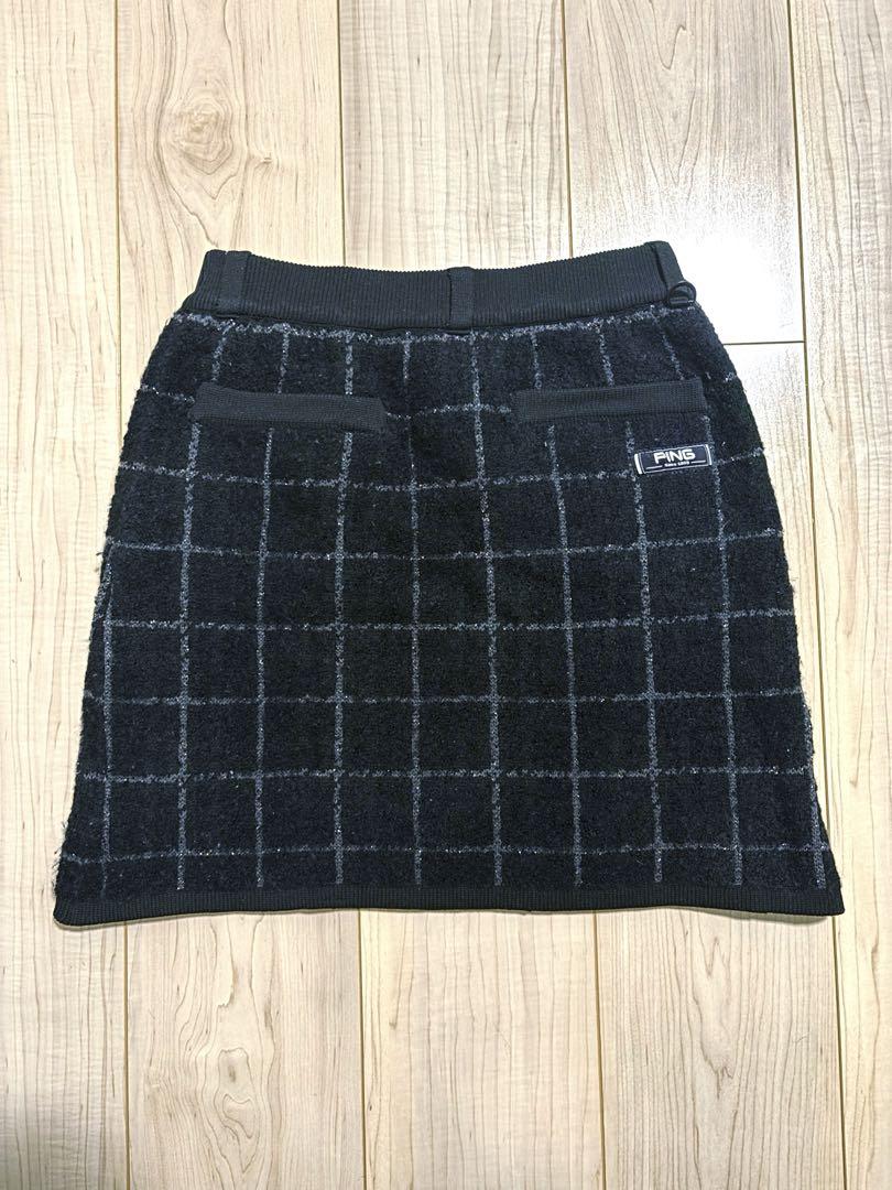 PING ラメ入りチェック柄 ニットスカート S