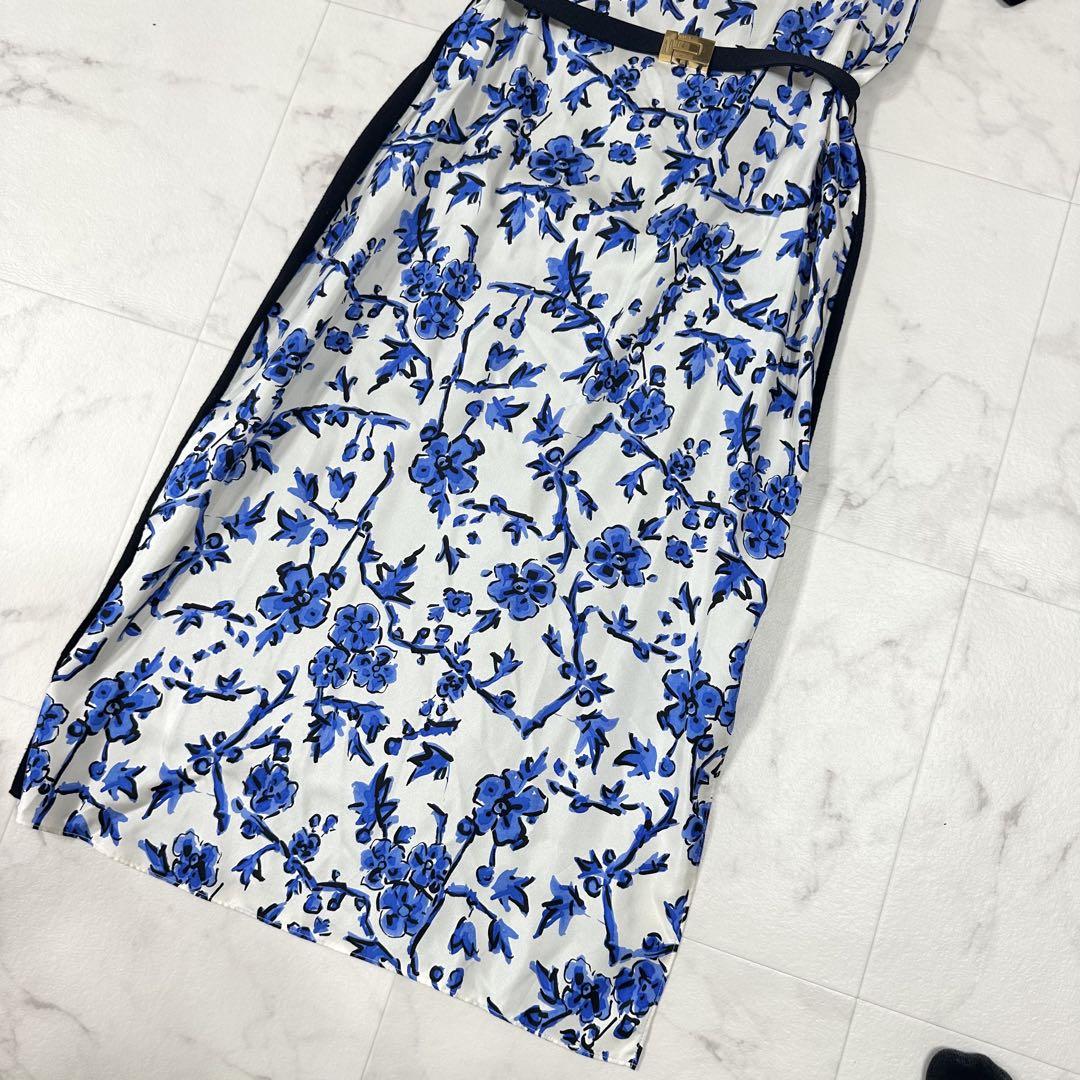 Tory Burch フラワープリント ワンピース US 4 美品】TORY BURCH フラワーワンピース ベルト 花柄 XS相当