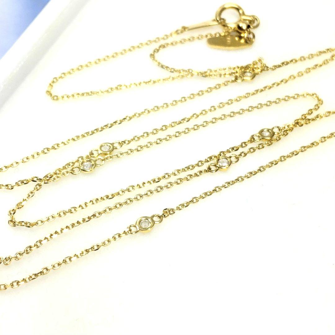 美品♡k18♡ローズカットダイヤモンド♡ステーションネックレス