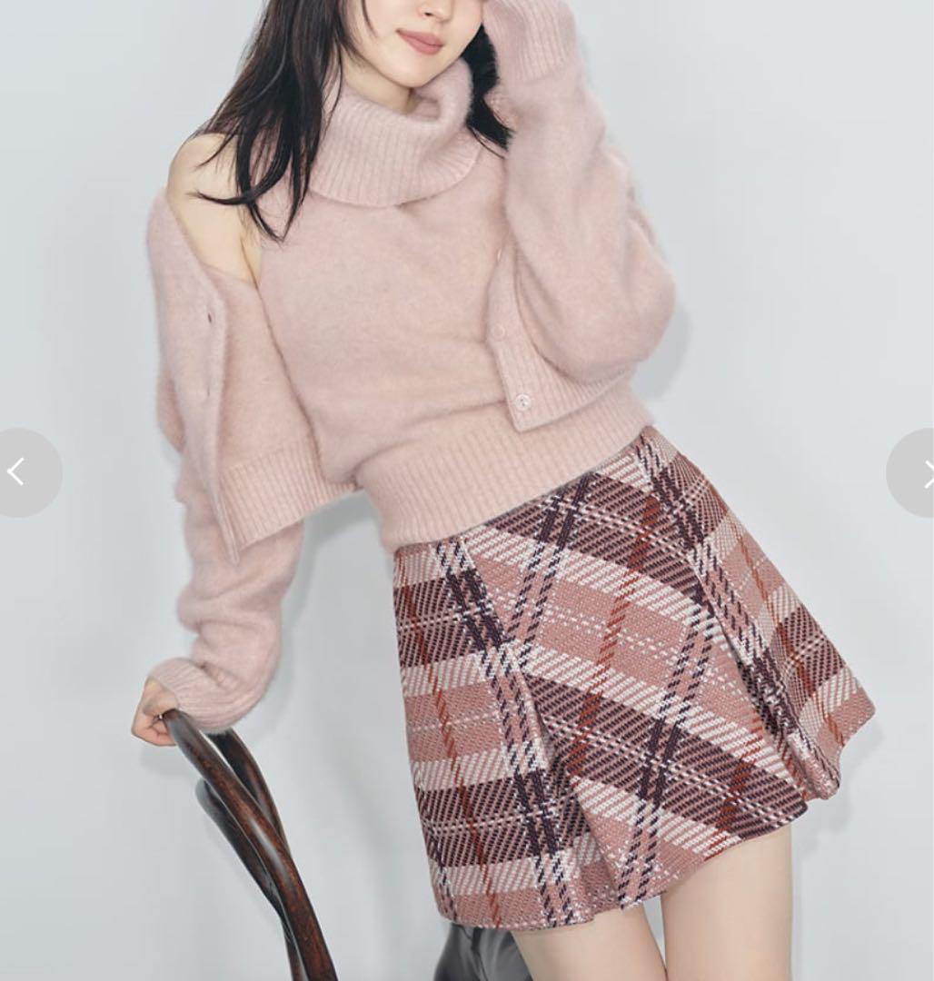 完売商品スナイデル　ロービングチェックミニスカート ピンク サイズ1