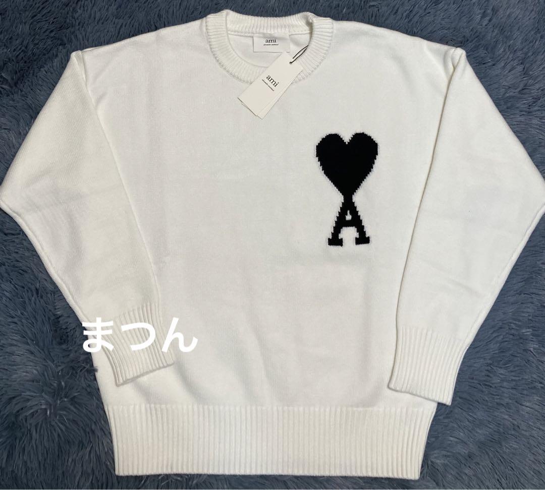 AmiParisアミパリス白ニットセーター　男女兼用　黒ハート