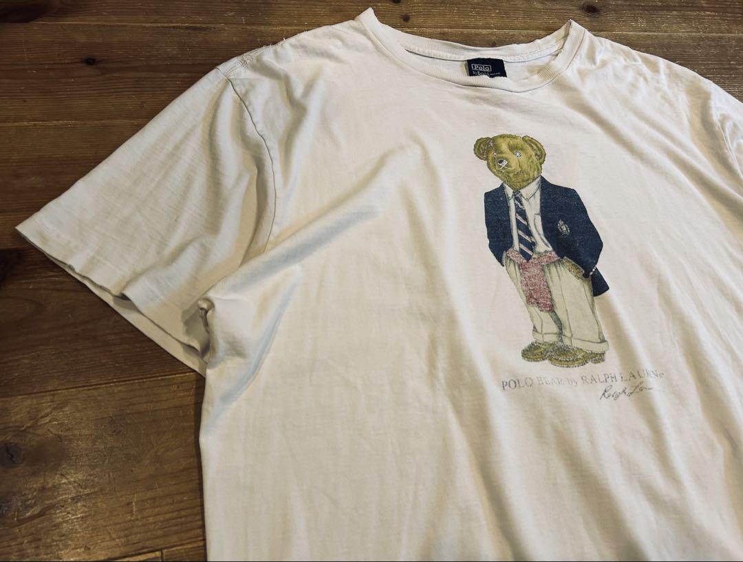 Tシャツ 古着 90s Polo Ralph Lauren ポロベア XL ボロ