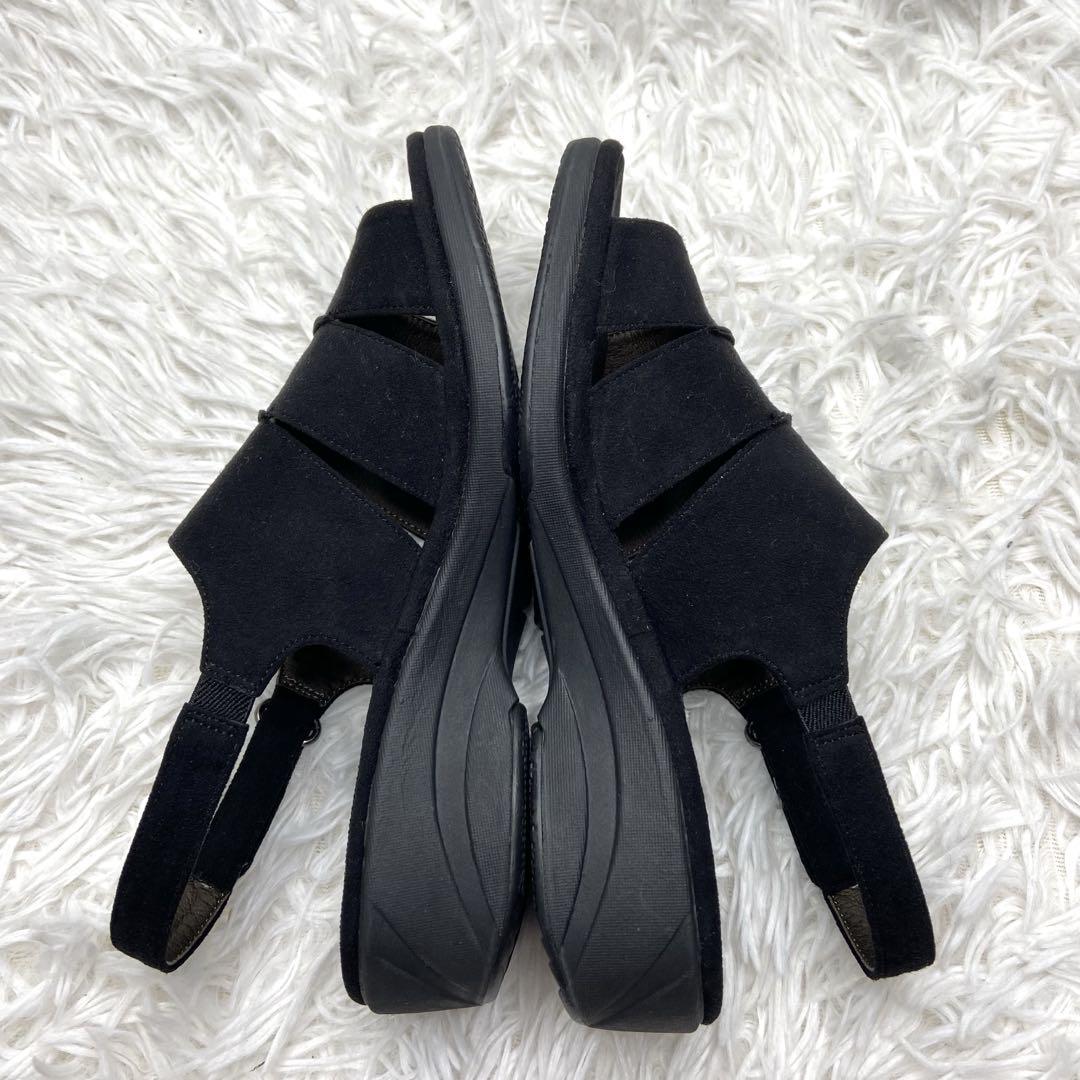 極美品✨COULEUR VARIE サンダル スエード ブラック 軽量 24.5