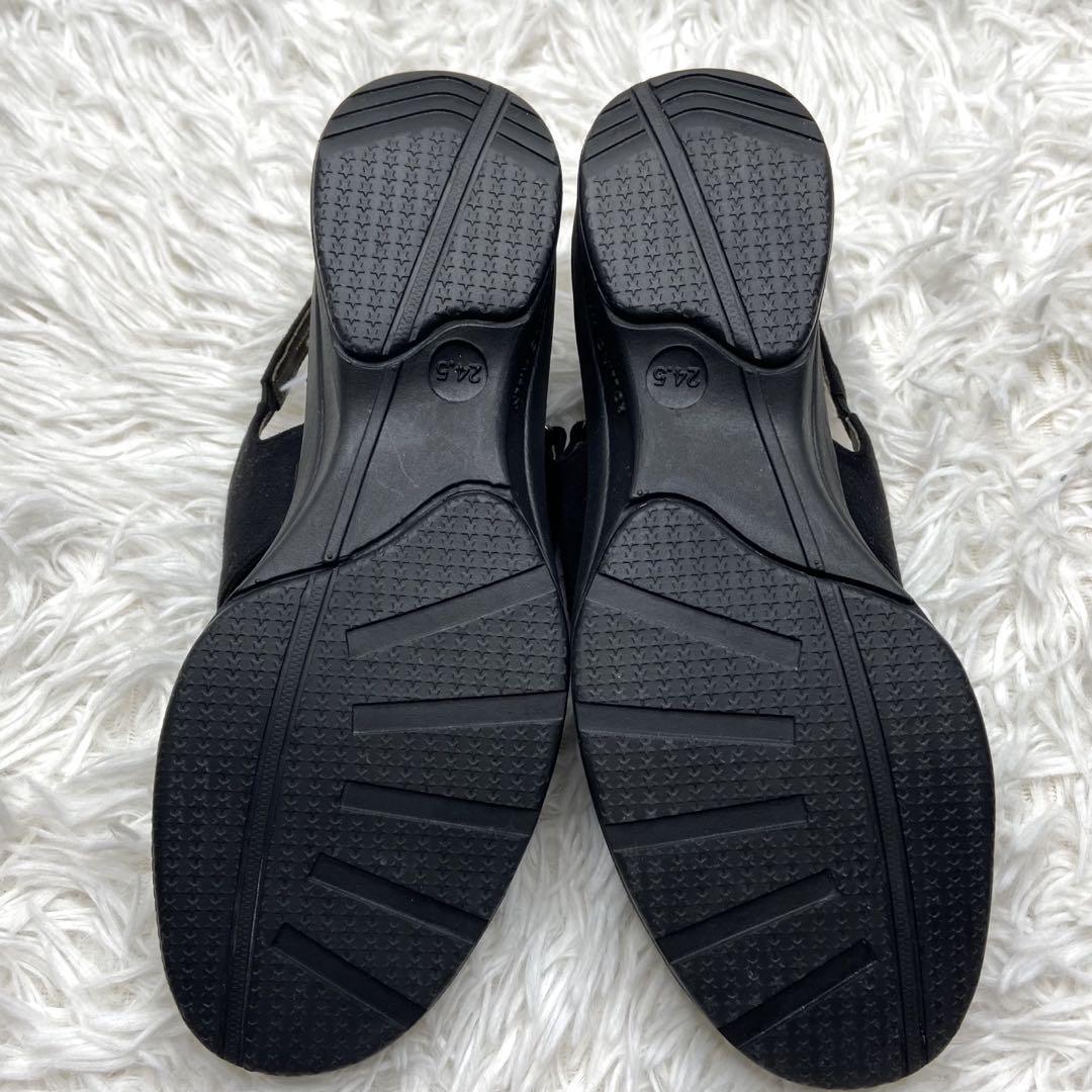 極美品✨COULEUR VARIE サンダル スエード ブラック 軽量 24.5