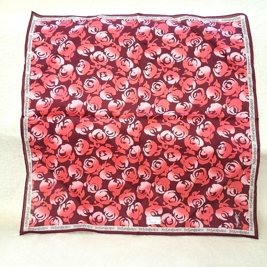 【美品】YVES SAINT LAURENT スカーフ 花柄 ピンク 箱