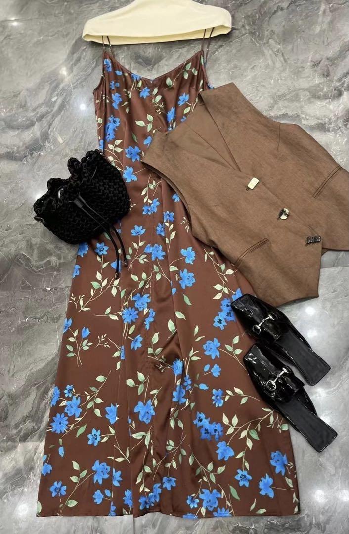 GANNI フラワープリントドレス 36 Black Black Floral Jacquard Midi Dress | GANNI US