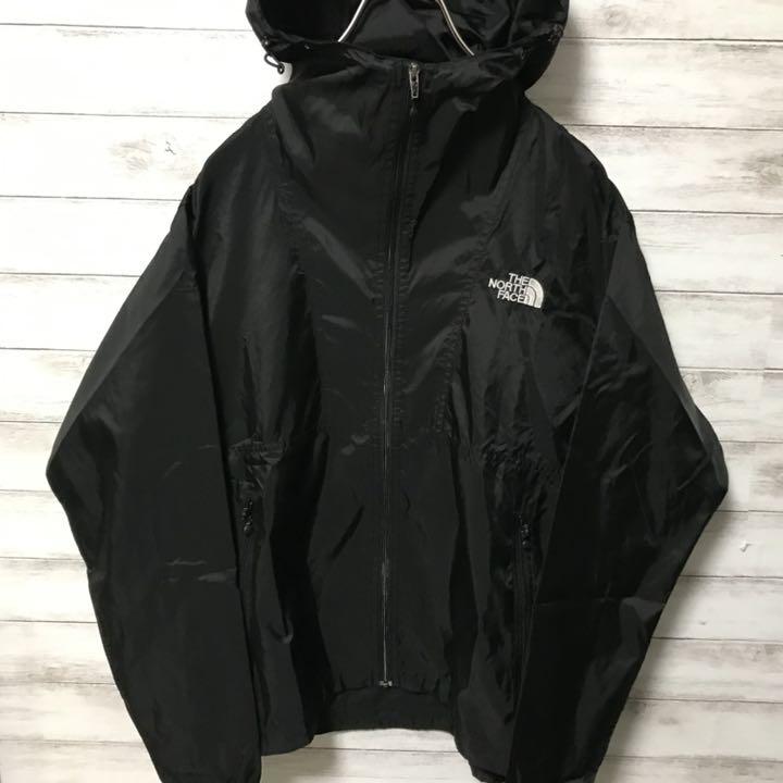 美品ノースフェイス ウィンドブレーカー ブラック 4WbMt-m92396693401 刺繍ロゴ ナイロンジャケット 国産日本製