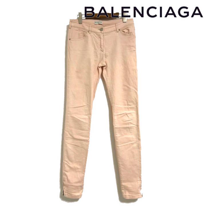 ビッグロゴ BALENCIAGA ピンクベージュ 38 AIuqP-m92397169733 裾ジッパー スキニーデニム ふるだん