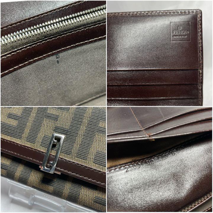 人気SALE人気 FENDI ズッカ柄 ダブルF金具 ブラウン lACom-m92401807068 フェンディ 折り長財布 2022送料無料