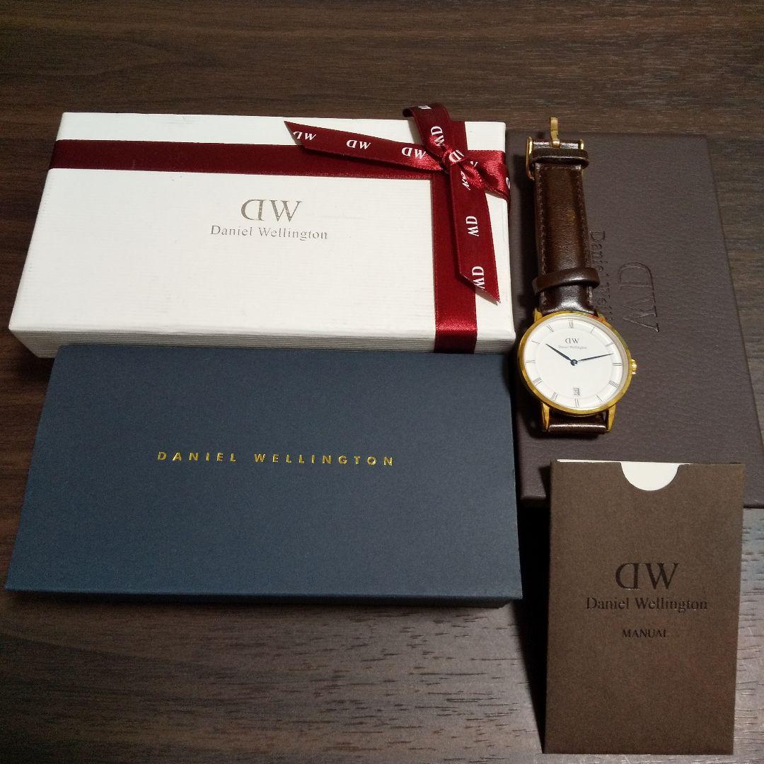 新品未使用 Daniel Wellington アナログ時計 ブラウン 新品電池