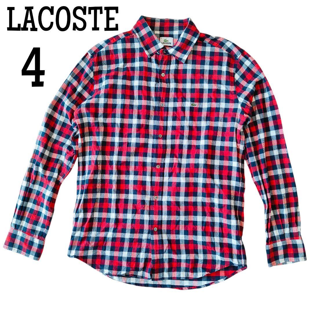 ラコステ LACOSTE チェックシャツ　レッド ネイビー 4