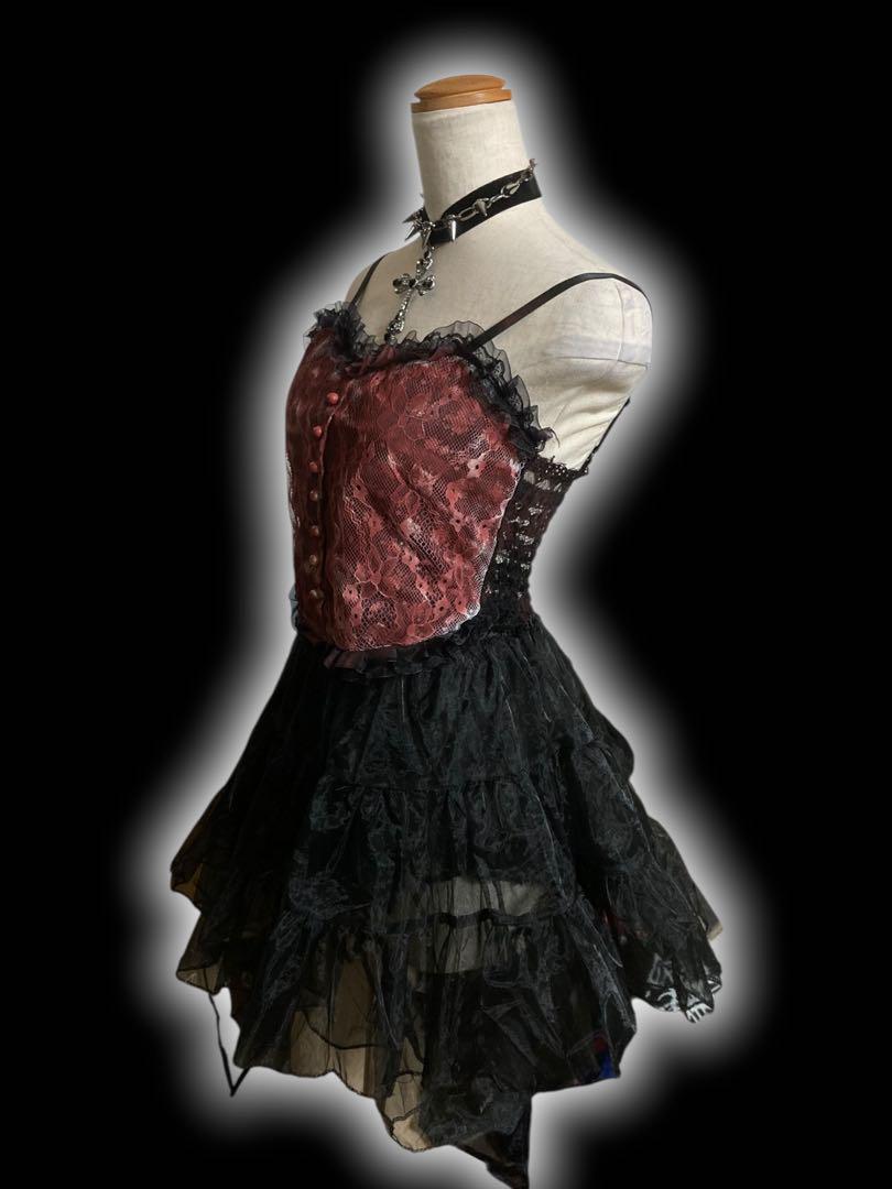 y2kゴシック黒レーススチームパンクコルセットNANA平成姫ギャル小悪魔ロック