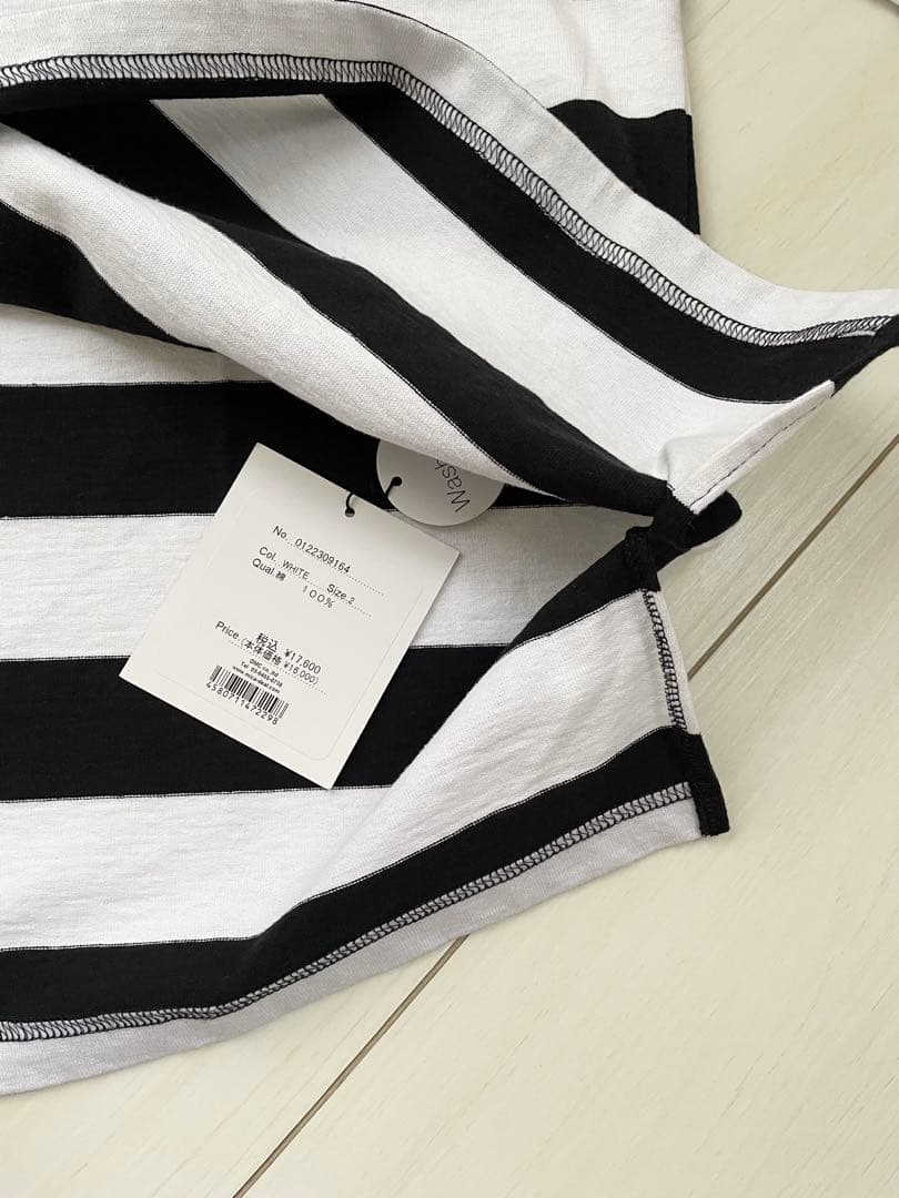 未使用 フランス製 別注 黒 白 太 ボーダー カットソー ルミノア