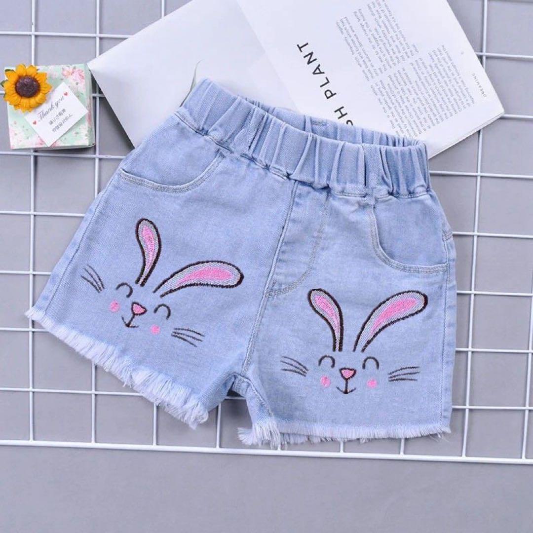 ウサギ刺繍デニムハーフパンツ - メルカリ