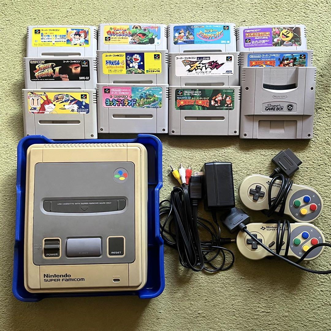 【動作確認済み】Nintendo スーパーファミコン本体 ソフト ケースセット