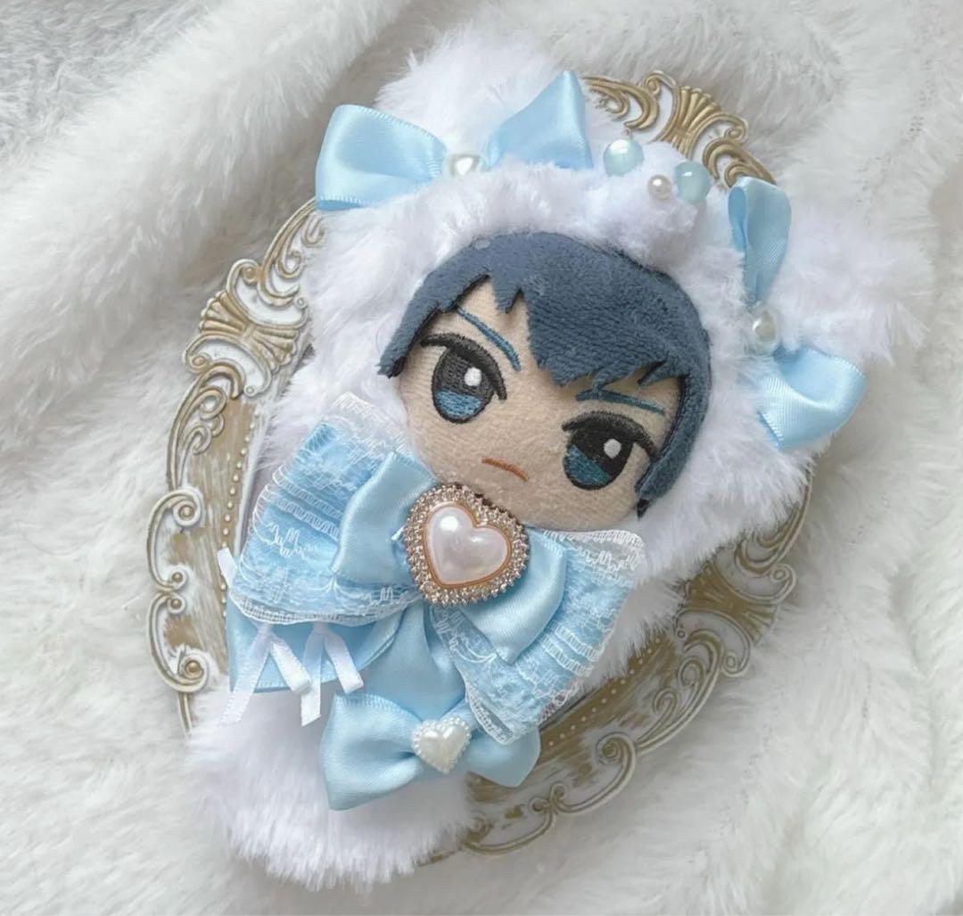ぬい服】ちびぐるみ 白ふわ×水色ねこ♡ （10cm〜12cm） - メルカリ