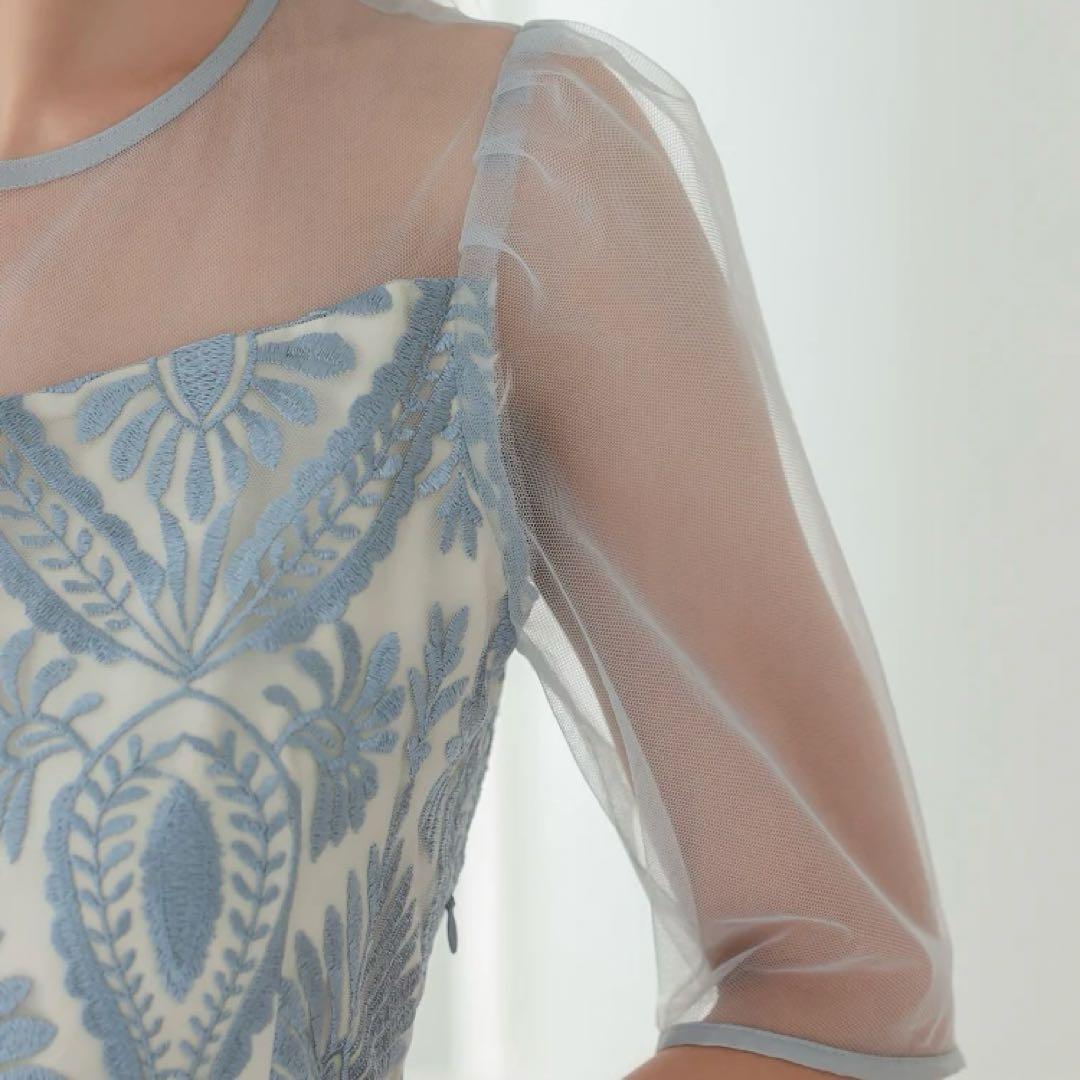 【美品】haremode 葉柄刺繡 レースバックリボン パーティードレス 【美品】haremode 葉柄刺繡 レースバックリボン パーティードレス