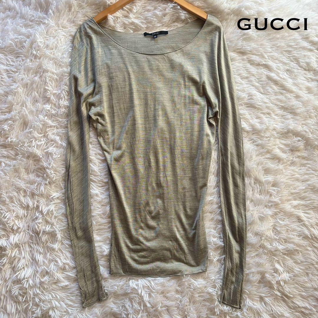 美品✨GUCCI グッチ オールシルク100% シアーカットソー XS