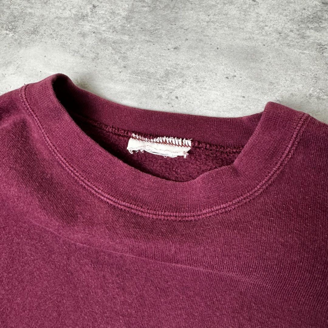 雑誌で紹介された 90s adidas 刺繍ロゴ スリーストライプ スウェット ワインレッド トップス