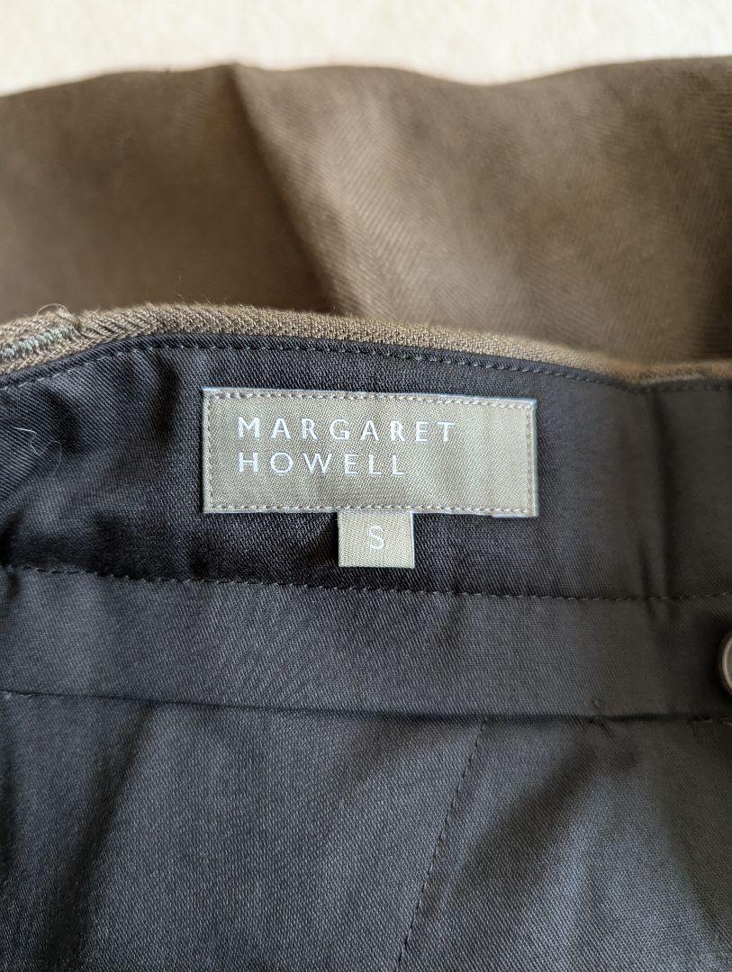 MARGARET HOWELLリネンヘリンボーンノープリーツスラックスS