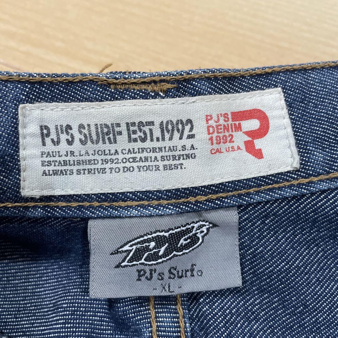 PJ Surf カーゴパンツ ダークブルー バギーパンツ XL シャイニーデニム