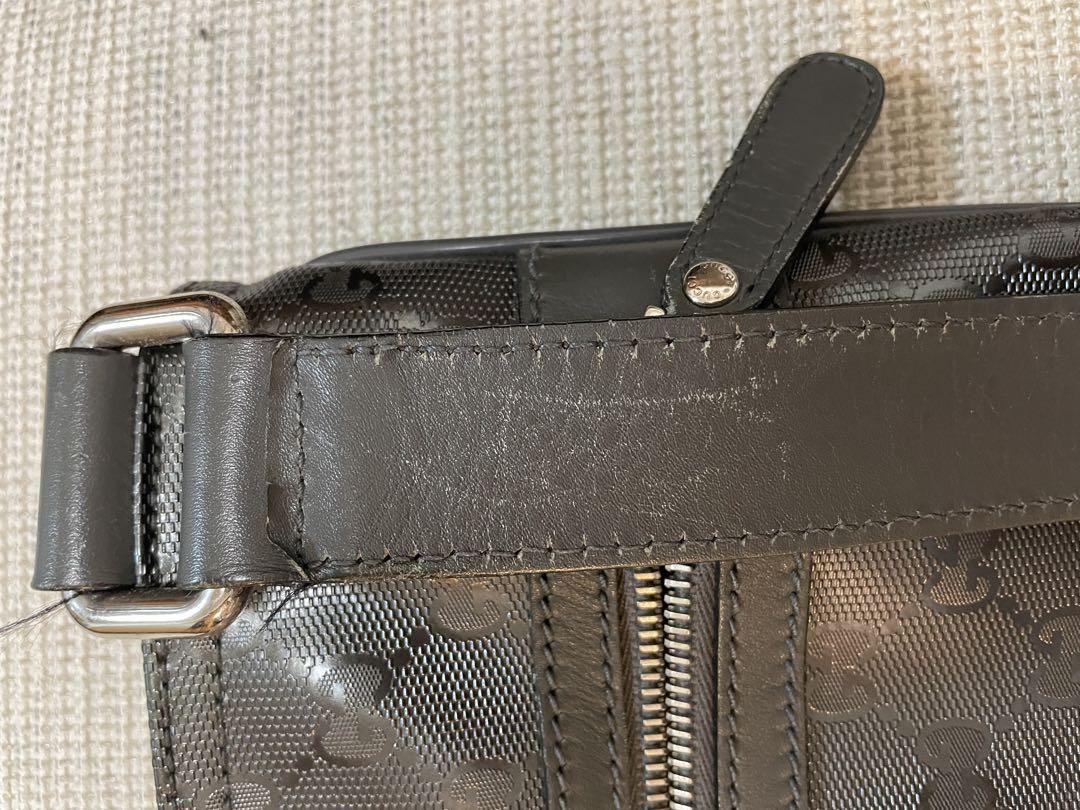 【中古】GUCCI GGインプリメ ショルダーバッグ メタリックグレー