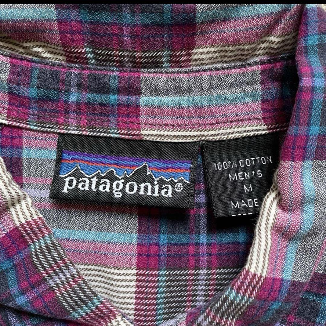 patagonia チェックシャツ パープル ポルトガル 名作 F8