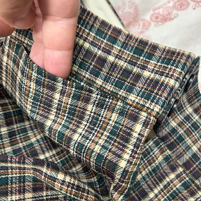 デッド品 昭和レトロ 60s～70s チェック 薄手フレアサマー