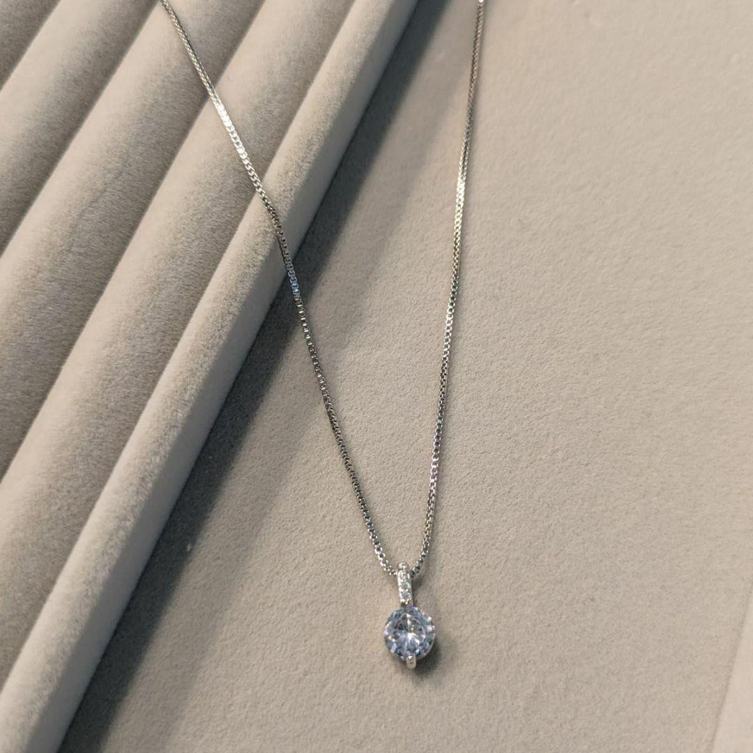 シルバー925 一粒石 プラチナコート ネックレス ✨最高級✨ CZ