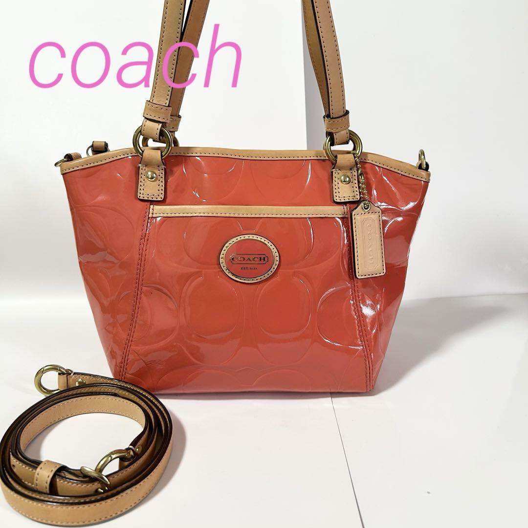 美品 COACH コーチ 2WAY ショルダーバッグ シグネチャー