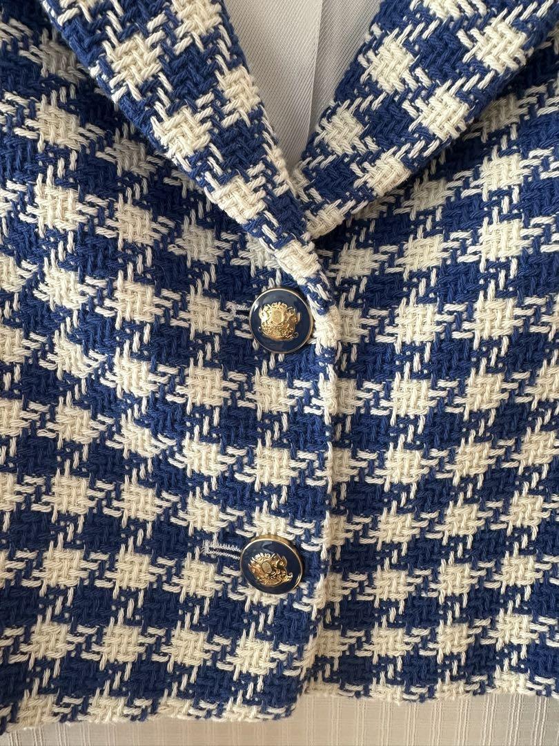 新品未使用】ZARA ザラ ツイード クロップド ジャケット ブルー
