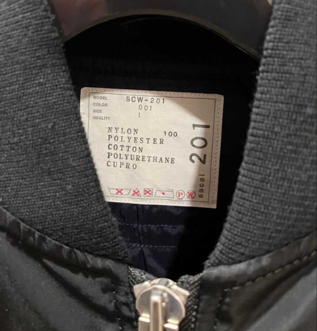 ブラック MA-1ブルゾンサイズ1 24aw Sacai サカイ定番品番