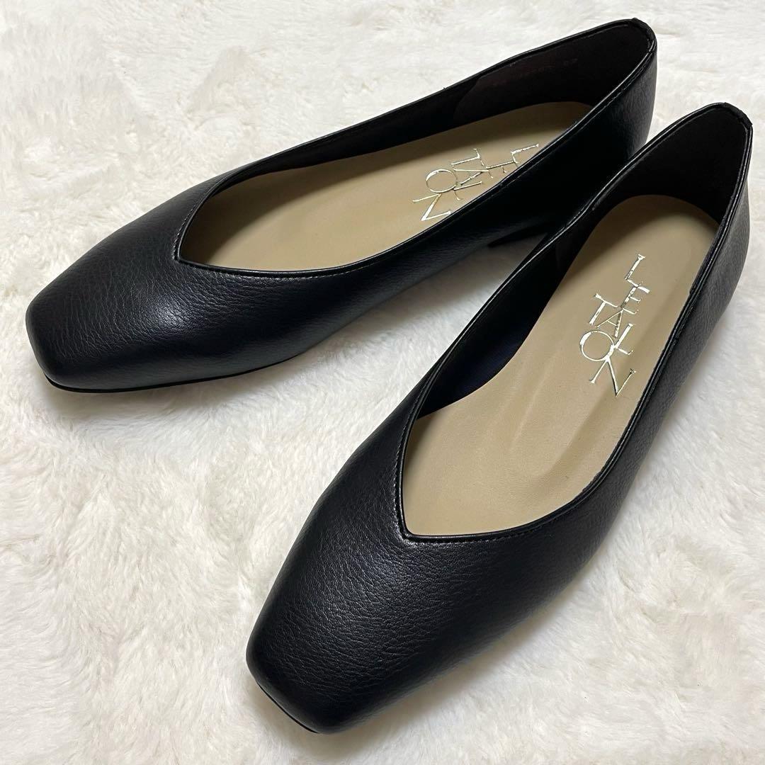 美品 LE TALON ルタロン Vカット フラット パンプス スクエアトゥ