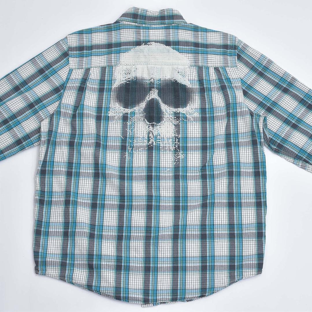 00s〜Levi'sリーバイス 背にドクロ プリント デザイン チェック シャツ