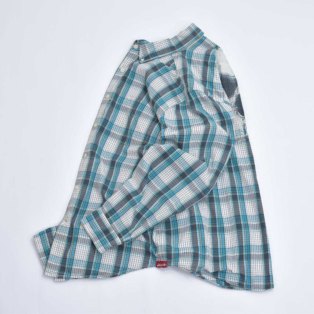 00s〜Levi'sリーバイス 背にドクロ プリント デザイン チェック シャツ