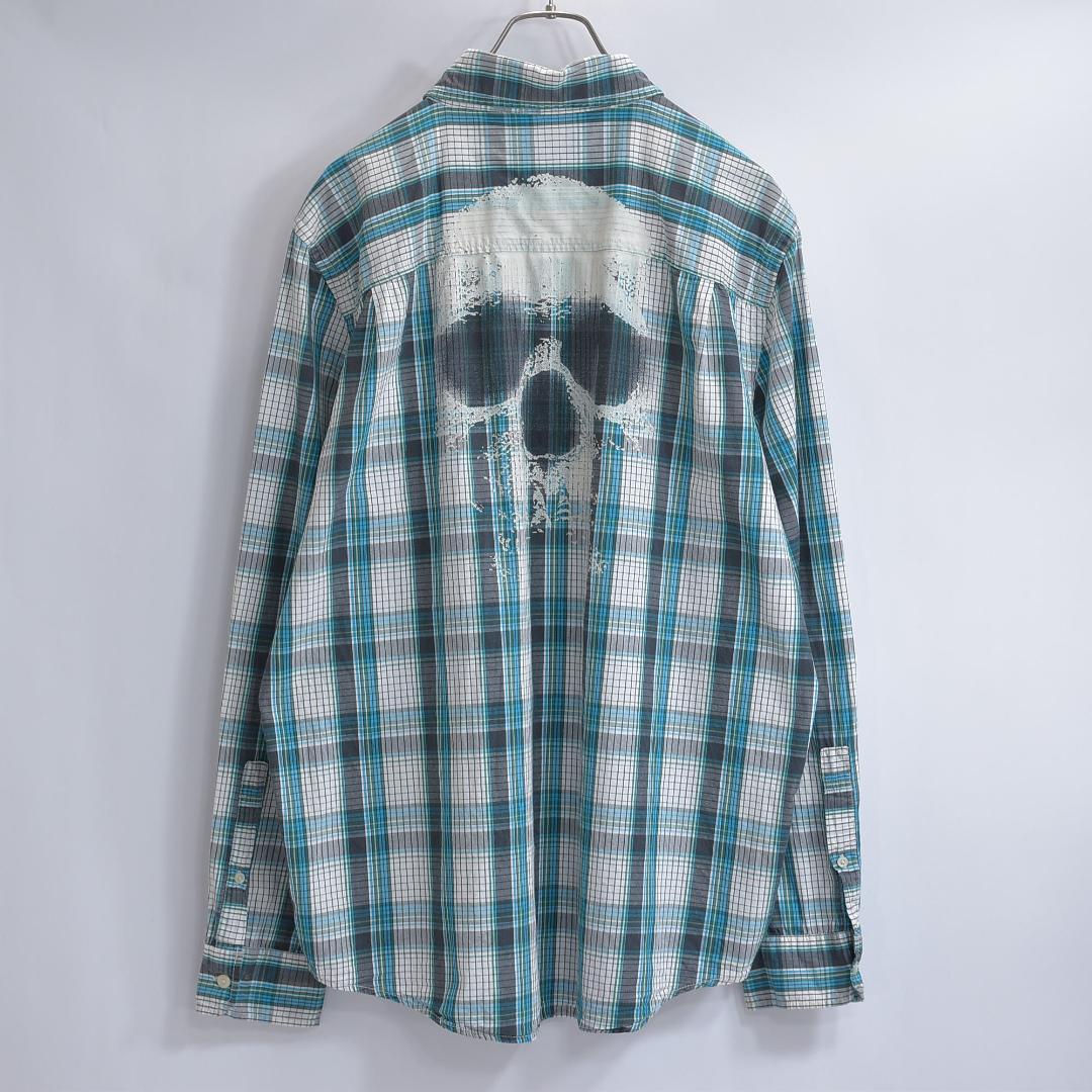 00s〜Levi'sリーバイス 背にドクロ プリント デザイン チェック シャツ