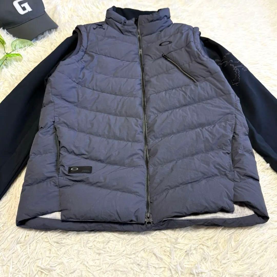 【オークリー】極美品 ダウンジャケット ネイビー XLサイズ 2way メンズ 【オークリー】極美品 ダウンジャケット ネイビー XLサイズ 2way メンズ