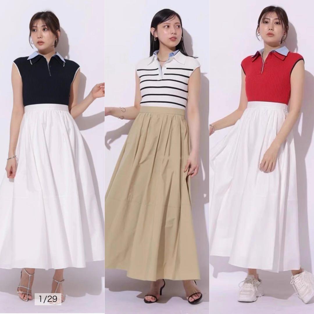 新品 ポロ ドッキング ワンピ 紺 赤 ボーダー ワンピース