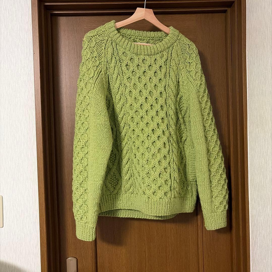 ハーベスティ アランニットセーター ピスタチオ サイズ2M HARVESTY