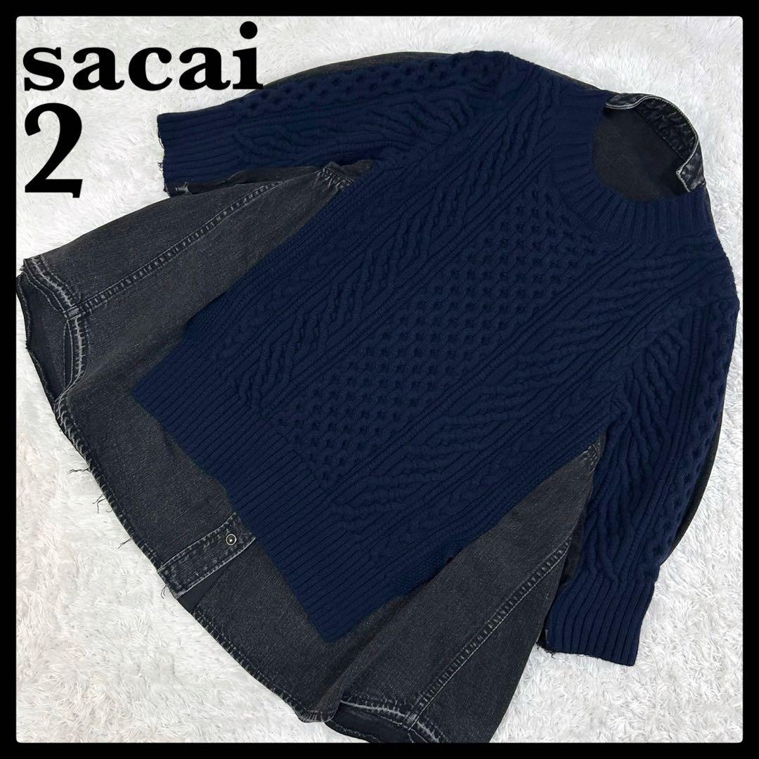276【未使用級】サカイ‪☆デニム切替コンボニット 再構築 切りっぱなし 即完売