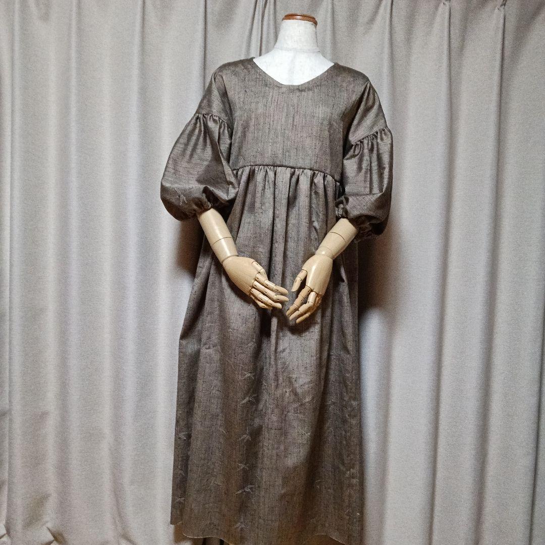 着物リメイク　バルーン袖ワンピース