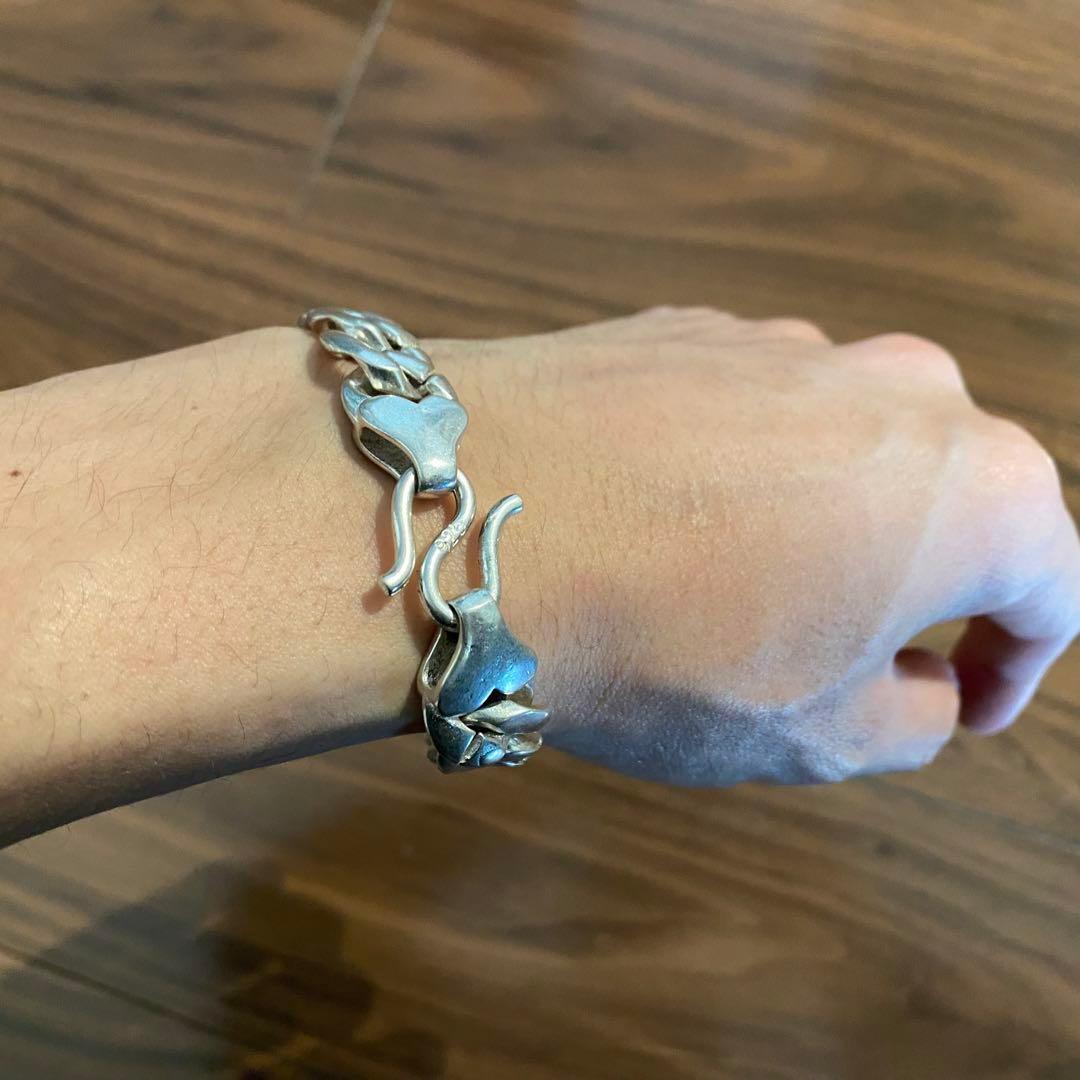 シルバー 925 ブレスレット ヴィンテージ 一生物 ンプル 重厚感 派手 銀