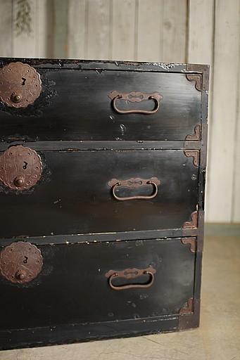 丸金具庄内箪笥　3段　タンス　収納　古家具　古民家　時代家具