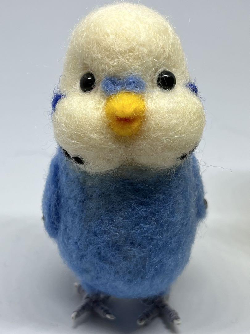 羊毛フェルト　ハンドメイド　ハミハミ♡セキセイインコ