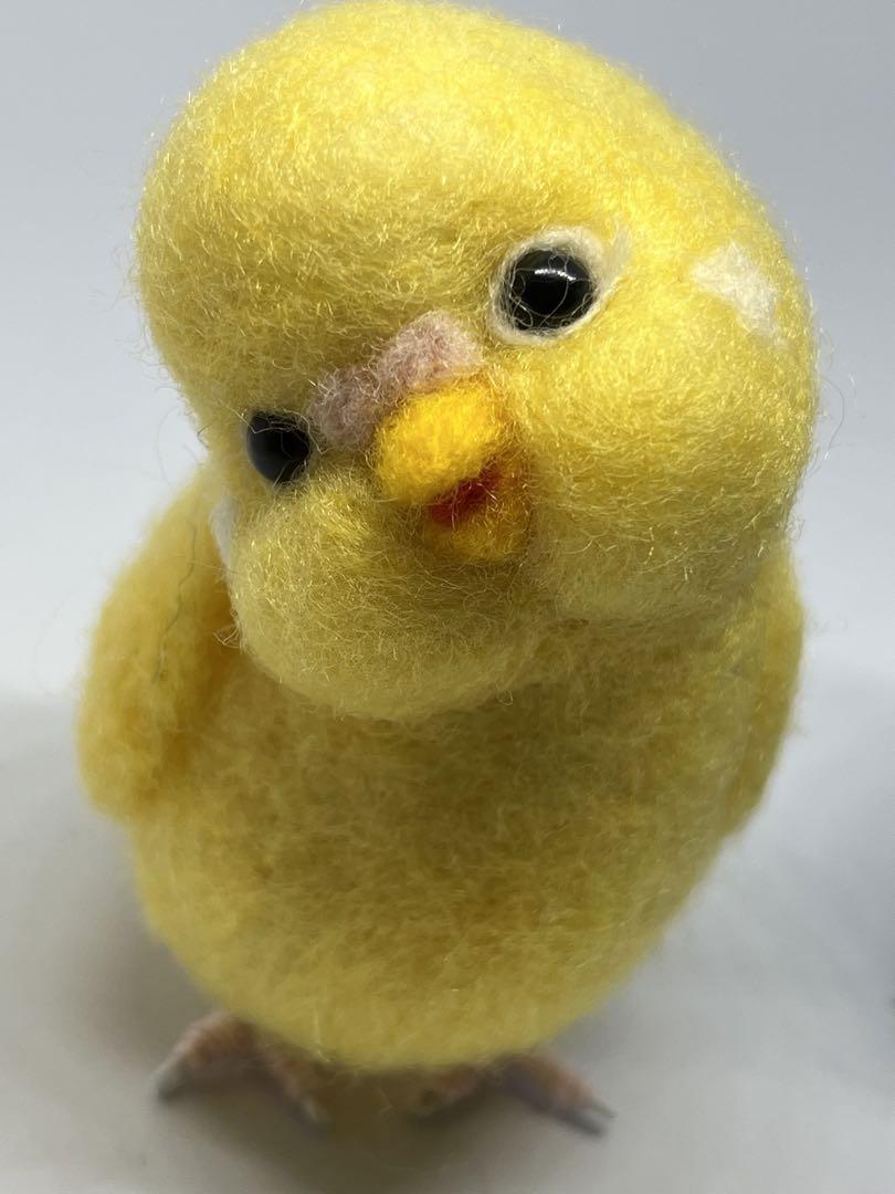羊毛フェルト　ハンドメイド　ハミハミ♡セキセイインコ