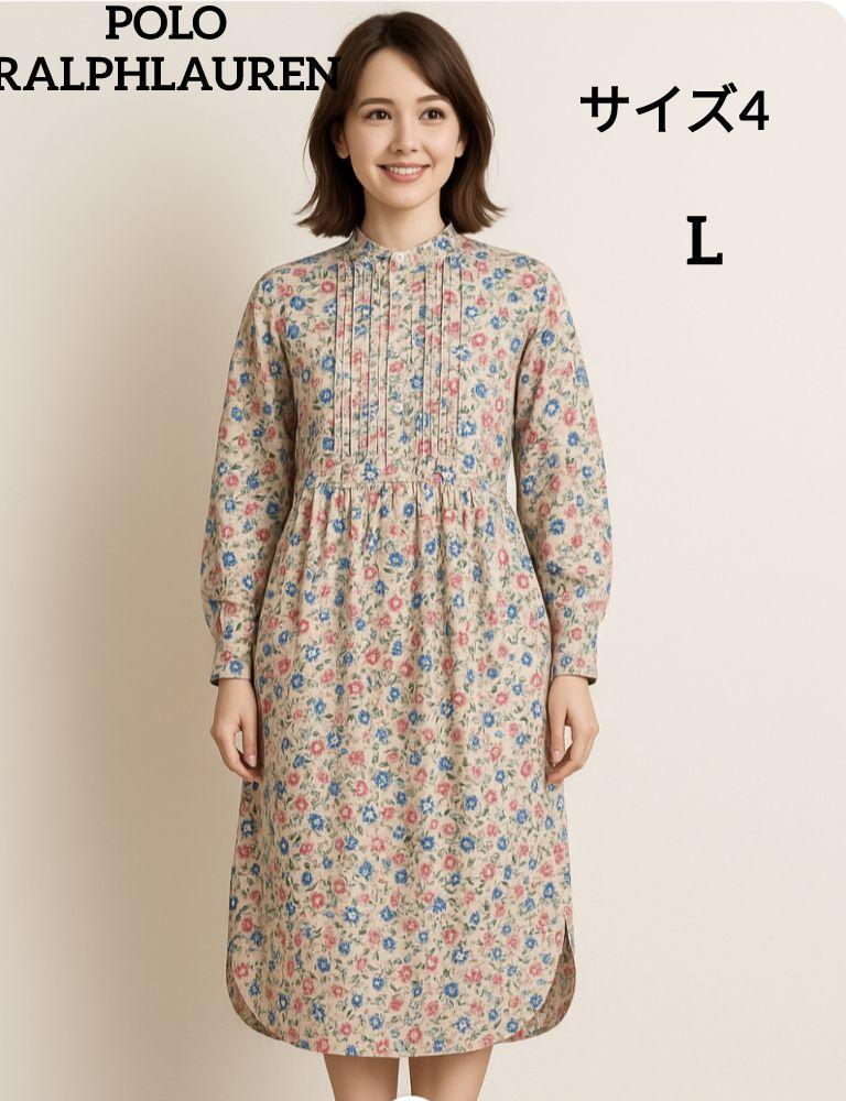 Polo Ralph Lauren 花柄長袖シャツワンピースサイズ4　ミモレ丈