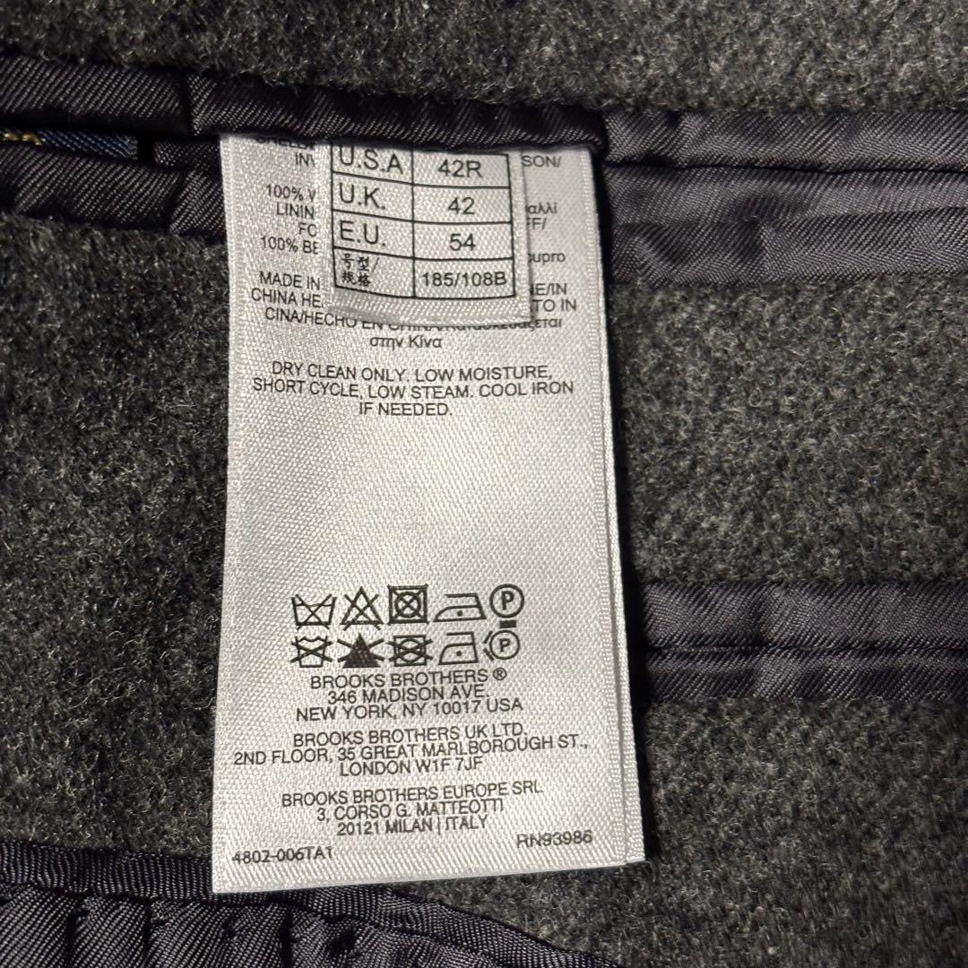 【きんちゃん】ブルックスブラザーズ　チェスターコート　グレー　比翼　XL