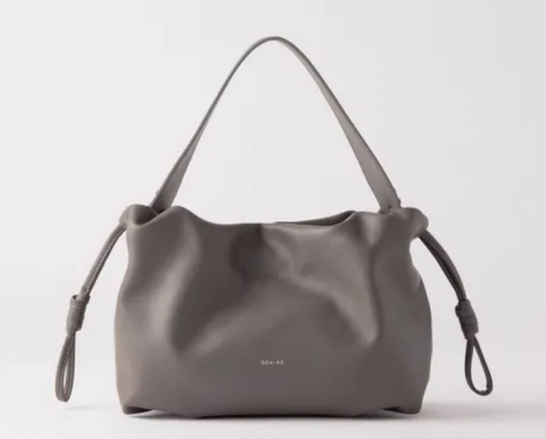 PIXY ACCS. 2way A5 巾着グレー ジュショルダーバッグ