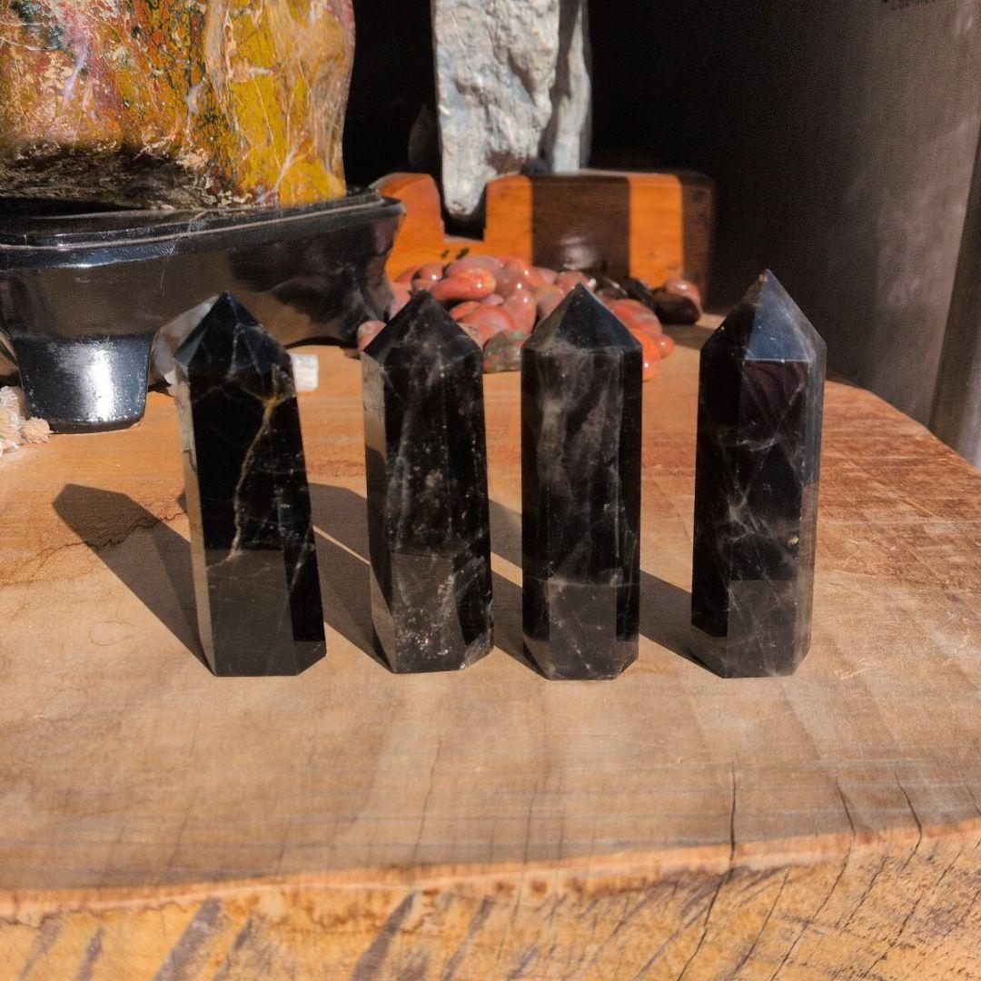 モリオン ポイント 虹入り セット 六角柱 鑑賞石 石 置物 オブジェ