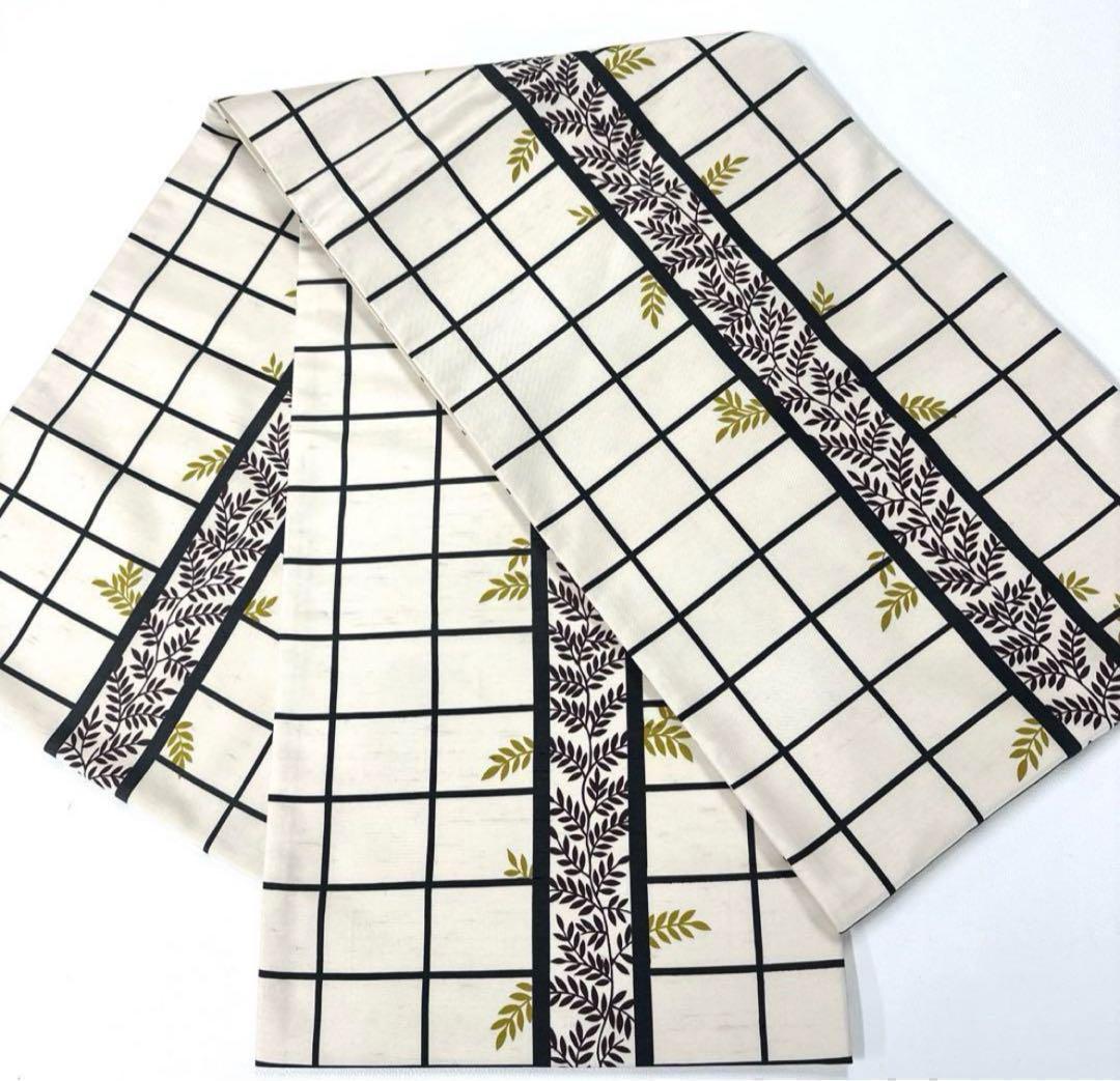 -帯締めおまけ 牛首紬 正絹 全通 袋帯 着物帯目立った傷や汚れなし